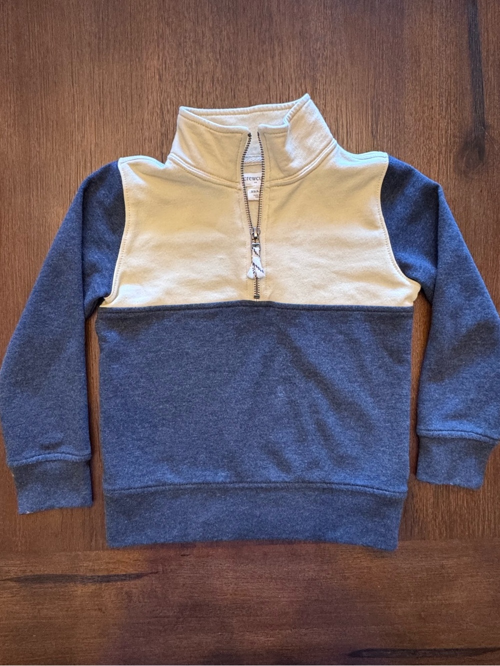 Crewcuts Boys XS (4-5) Colorblock Quarter Zip Fleece Sweatshirt